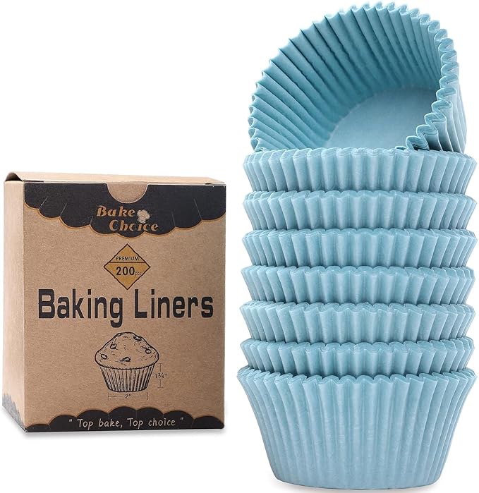 200pcs Standard Blue cupcake liners for baking,food-grade cupcake wrappers, greaseproof parchment muffin liners Christmas muffin liners for Christmas decorations