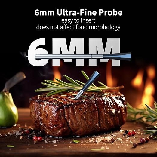 YFL Smart Wireless Meat Thermometer with Bluetooth & App, 820FT Long Range, Digital Food Thermometer with Dual Sensors, IP67 Waterproof Probe for BBQ, Grill, Oven, Smoker, Turkey, Steak, Chicken