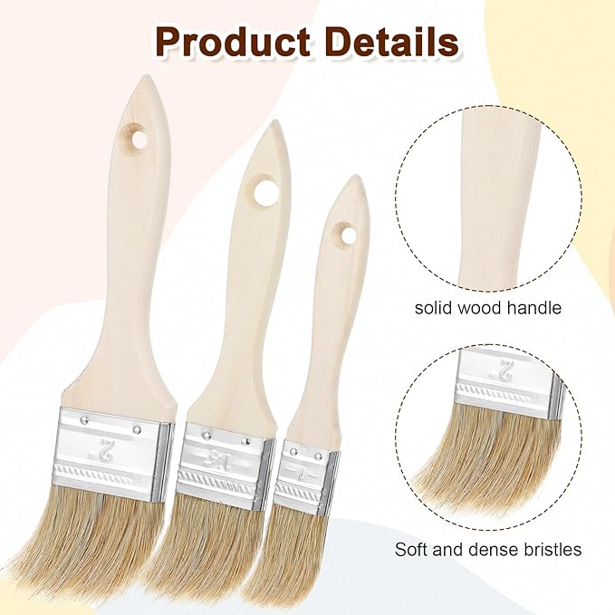 3 Pcs Pastry Brushes, 3 Sizes Natural Bristle Pastry Basting Brush, Food Oil Brushes for Butter Sauce Marinade, Kitchen Tools, Cooking Food