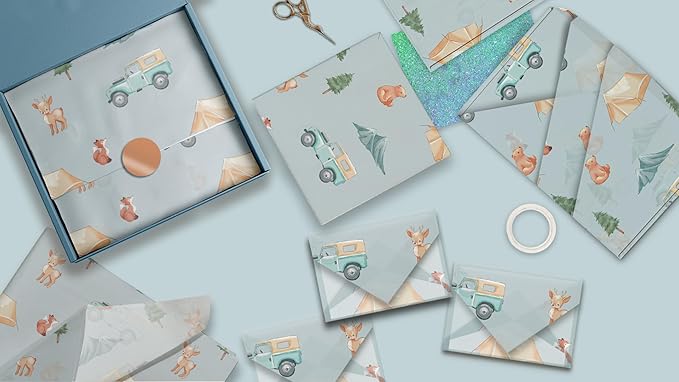 Pro Supply Global Camping Printed Tissue Paper for Gift Bags or Boxes and Wrapping - Baby Shower Bulk Decorative Art Tissue Paper for Packaging and Gifting | 24 Sheets 20" x 30"