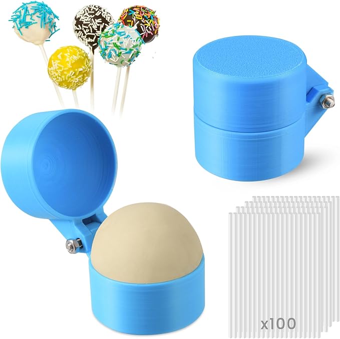 2 Pcs Cake Pop Molds with 100 Sticks,3D Printed Cake Pop Cutter,Round Cake Pop Mold for Baking,DIY Dessert Cake Pop Maker for Home Baking,Wedding Desserts,Birthday Parties
