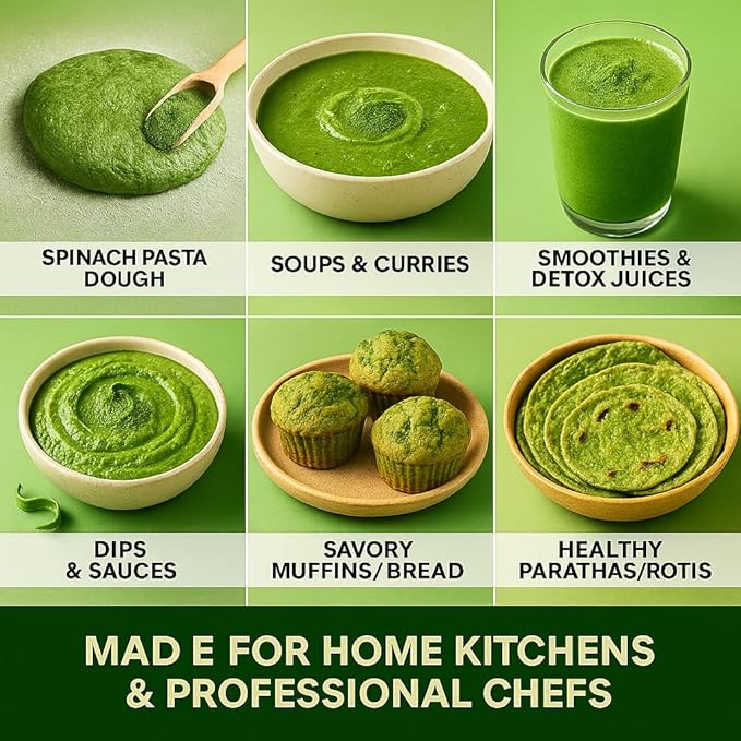 Confect Spinach Powder | Pure & Natural Vegetable Powder for Smoothies, Baking, Beverages, Juices, Tea & DIY Recipes | Vegan, Gluten-Free, No Added Sugar – 1 LB