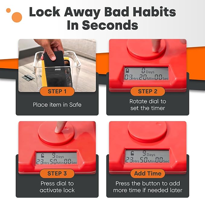 Kitchen Safe Time Locking Container (XL), Timed Lock Box for Cell Phones, Snacks, and other unwanted temptations (Blue Lid + 12.3” Clear Base with Access Port)