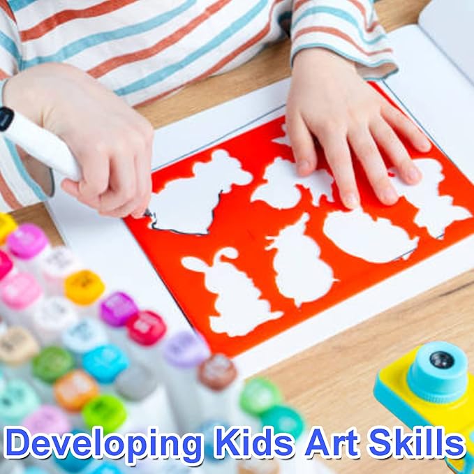 Stencils for Kids,35 PCS Drawing Stencils Templates Kids Reusable Plastic Stencils with Variety of Themes/Shapes,Girls Boys Christmas Birthday Gift