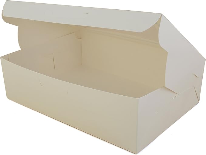 SCT White Window Bakery Boxes with Tuck-in Lid, 10 x 14 x 4, White, Paper, 100/Carton