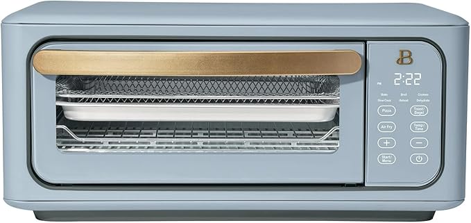 Beautiful Infrared Air Fryer Toaster Oven Combo - 10-in-1 Countertop Convection Oven with Air Fry, Bake, Pizza, Toast & Dehydrate Functions - 1800W Stainless Steel Kitchen Appliance (Cornflower Blue)
