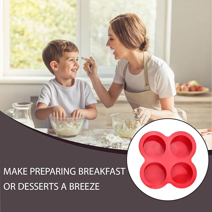 2-Pack Air Fryer Egg Bite Molds, 4-Cup Mini Round Muffin Pans Silicone Baking Molds for Oven Microwave Dishwasher Easy Breakfast Baking Tools