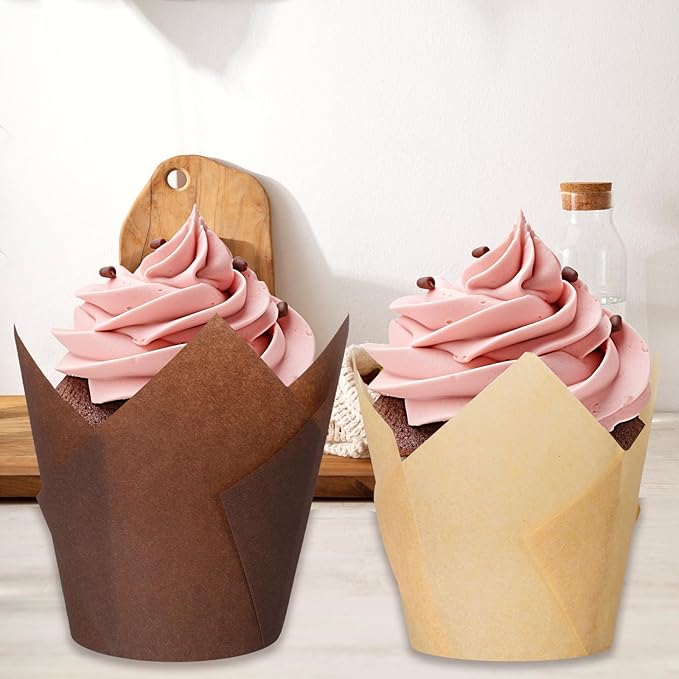 600 Pcs Tulip Cupcake Liners Baking Cups Muffin Baking Cupcake Liners Wrappers Greaseproof Tulip Cups Holders for Party Wedding Birthday Baby Showers (Simple Style)