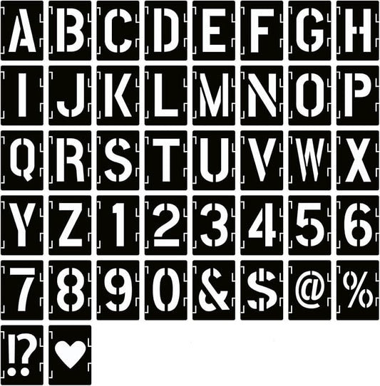 YEAJON 15 Inch Letter Stencils Symbol Numbers Craft Stencils, 42 Pcs Reusable Alphabet Templates Interlocking Stencil Kit for Painting on Wood, Wall, Rock, Sign, DIY Art Projects (15 inch)