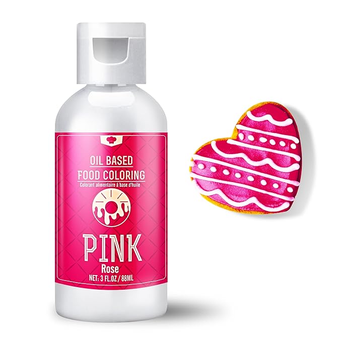 Oil Based Food Coloring for Chocolate - 88ml Vivid Fat Soluble Food Coloring for Candy Melts, Baking, Cake, Cookie - Liquid Tasteless Food Colour Dye for Butter, DIY Fondant and Macaron (Pink)