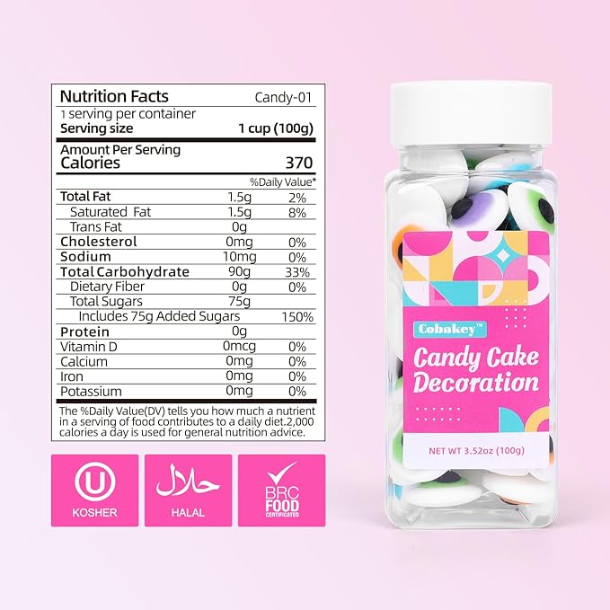 Candy Eyeballs Sprinkles for Cake Decorating Cupcake, Cookies, Ice Cream Topper Cake Sprinkles Baking, Perfect For halloween Party, Christmas, New Year’S Eve (Big Eyeball)