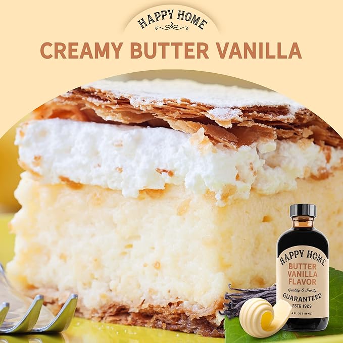 Happy Home Premium Natural Butter Vanilla Flavor - Certified Kosher, 4 oz.