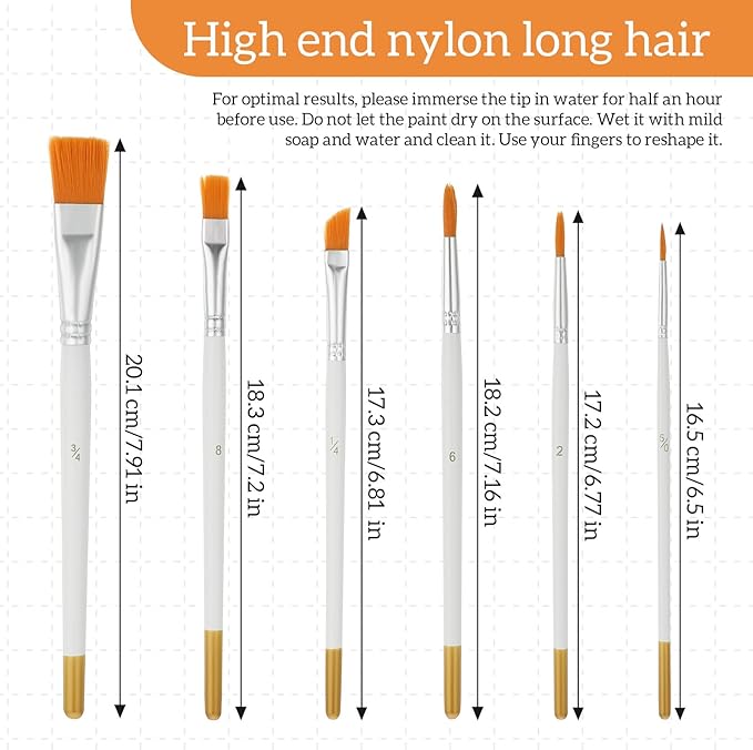 6PCS Paint Brushes, Cake Painting Brushes for Cake Decorating, Paint Brush for Cookies, Comfortable Wooden Handle, for Pastry, Cookie, and Cakes Decoration
