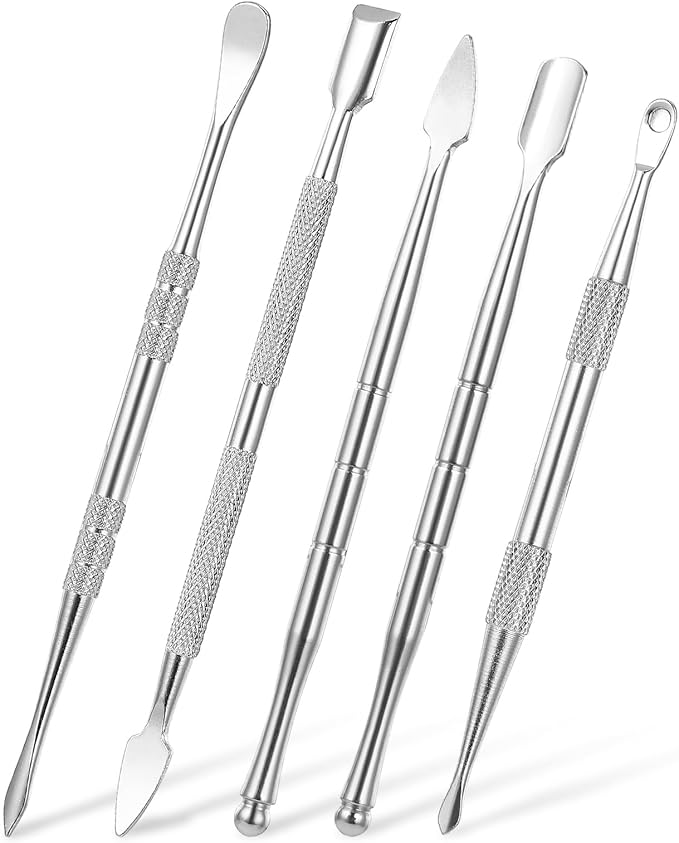 Piriuuo Wax Carving Tools Set, Stainless Steel Clay Sculpting Tools Double-Ended Pottery Carving Tools Wax Modeling Tools Dental Carvers Tools Wax Accessories Modeling Sculpting and Shaping(5 Style)