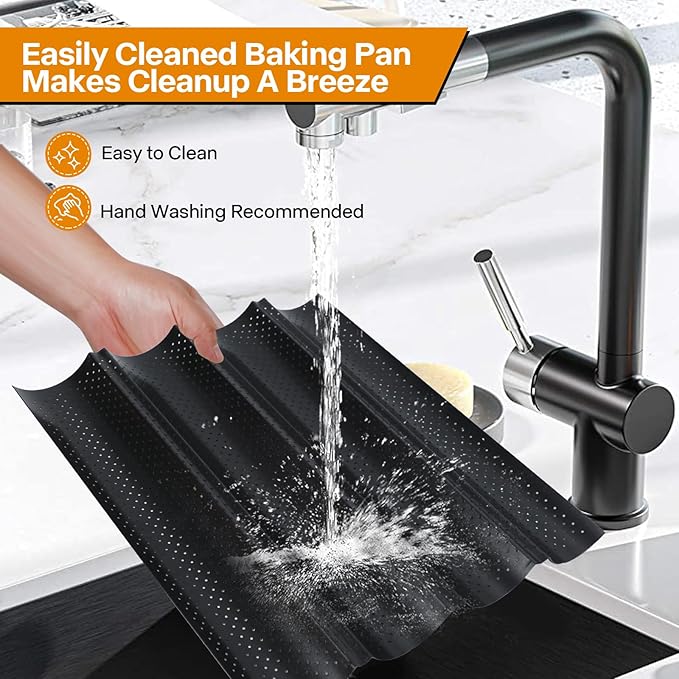 4-Slot French Baguette Pan Set, Non-Stick French Bread Pan, Baguette Baking Pan with Proofing Cloth, Bread Lame, Home Baking Tools Kit for Homemade Bread