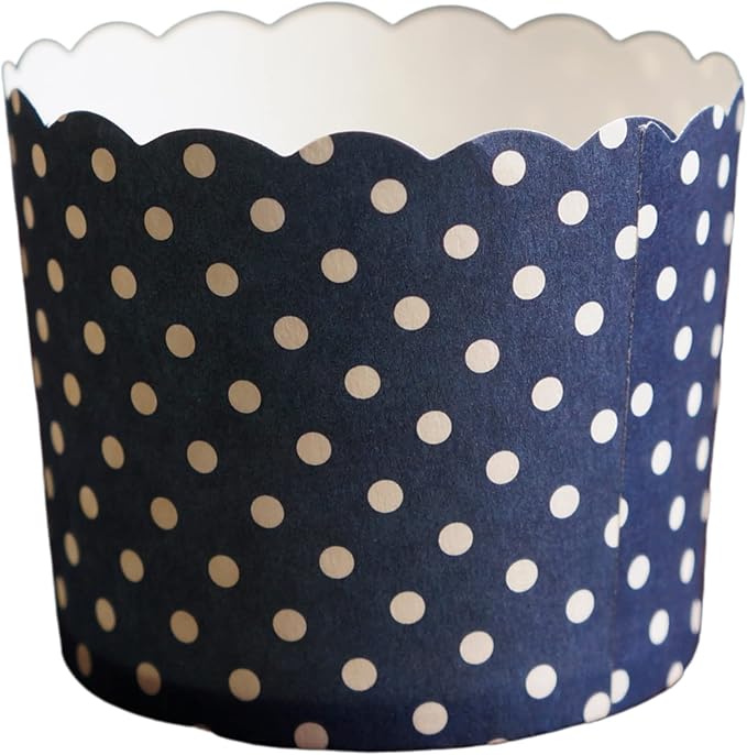 Paper Baking Cups (Polka Dots), Greaseproof Disposable Cupcake Liners (Navy Blue, Large Cups (50-Pack))