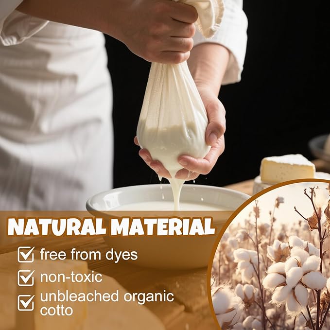 30 PCS Reusable Cheese Cloths for Straining, 20x20 Inch, Organic Cotton Cheese Cloths Unbleached,Cheese Cloth Reusable With Hemmed Edge for Straining Liquid,Cheese Making,Juicing,Baking,Cooking Turkey