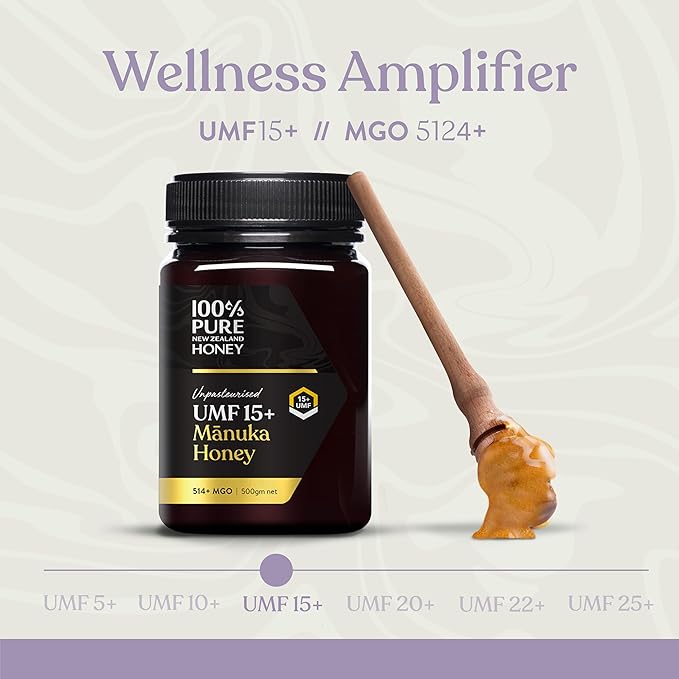 Manuka Honey UMF 15+ (MGO 512+) 100% Pure New Zealand - Certified, Raw 8.8 Ounce (250g) (Pack of 1)