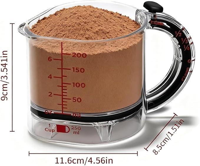4-in-1 Adjustable Measuring Cup - Multi-Functional Up Cup with Adjustable & Scraper-Style Seal Base, Space-Saving for Cooking & Baking