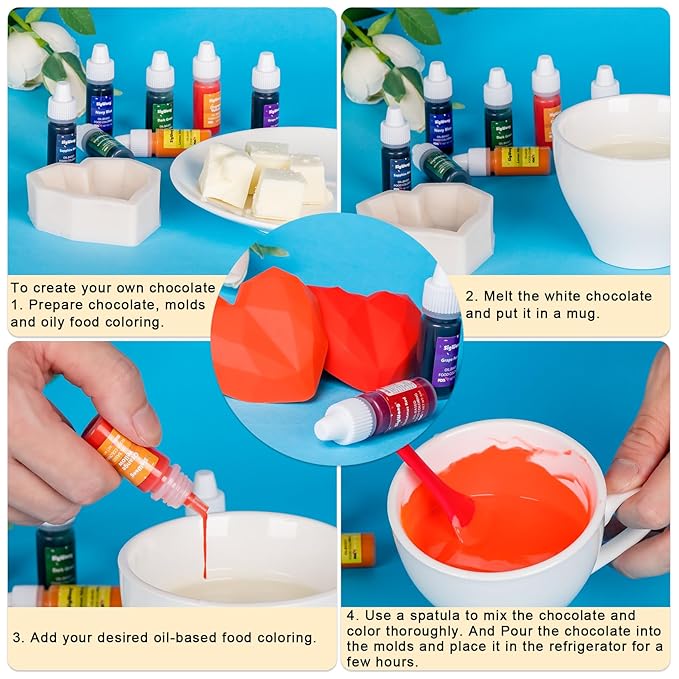 Oil Based Food Coloring for Chocolate - SigWong 16 Colors Upgraded Edible Food Dye Coloring for Christmas Cake Decorating, Baking Cake Color, Cookie, Icing Frosting, Fondant, Meringues - 0.25 Fl.Oz Bottles