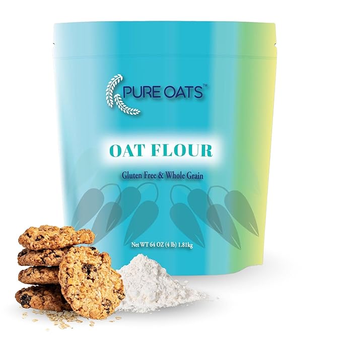 PureOats Gluten Free Oat Flour (4Lb Bag) 100% Whole Grain, Vegan, Allergen Free for Healthy breakfast and more