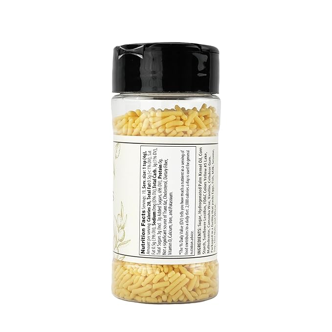 Olive & Vine Yellow Soft Sprinkles, Subtle Sweetness, For Baking & Desserts, Rich Tradition, Authentic Taste, For Global Recipes (2.72 Ounce)