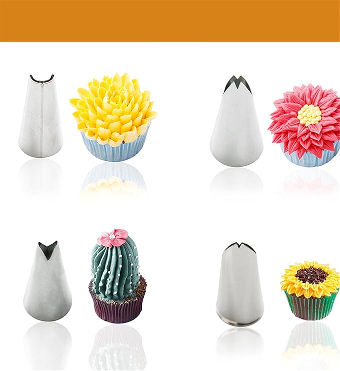 FantasyDay 7-piece Stainless Steel Piping Tips Piping Nozzles Cake Decorating Supplies Cookies Cupcake Icing Decorating Supplies Decorating Kits Frosting Icing Tips Baking Set Tools