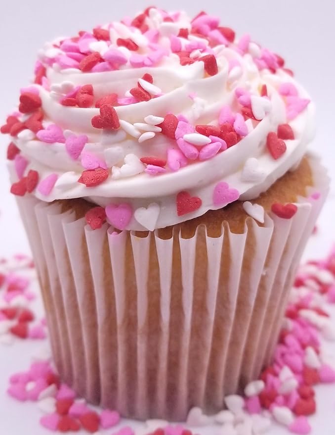 NCS Red, White and Pink Mini Heart Edible Sprinkles, 8 ounces