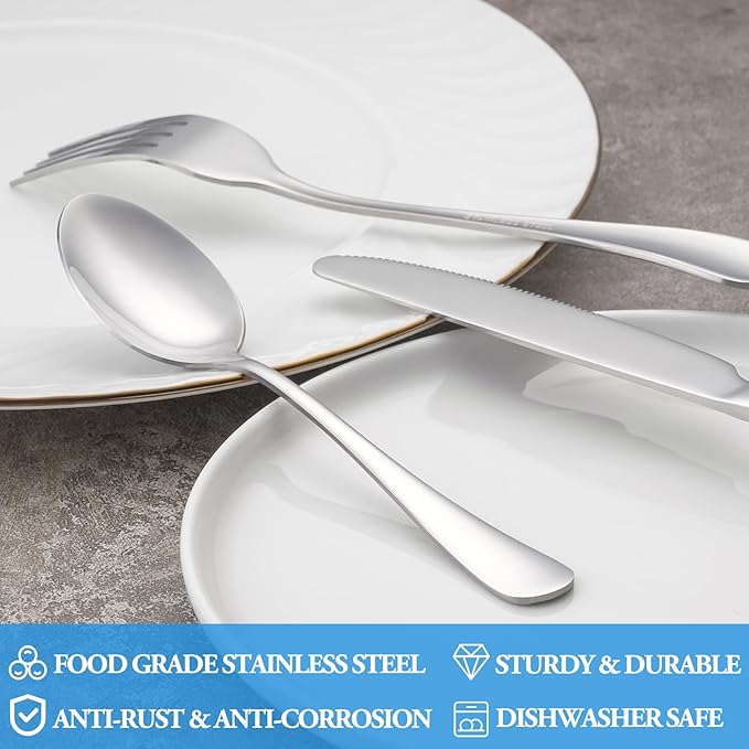 24 Pcs Dinner Spoon Set,Premium Food Grade Stainless Steel Spoons,Durable Metal Spoon,Tablespoon,Spoons Silverware Only,Mirror Finish & Dishwasher Safe,Use for Home,Kitchen and Restaurant - 7.3 inch