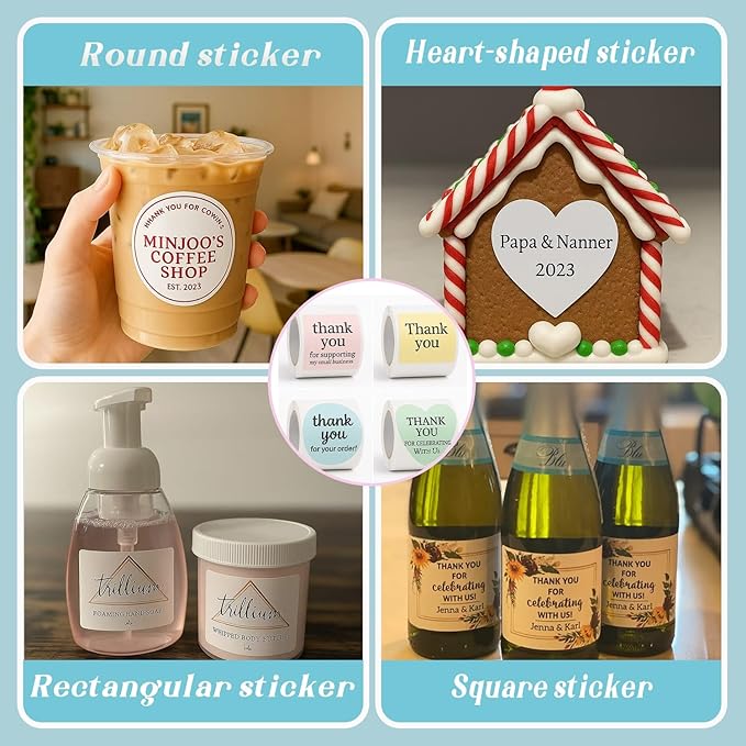Custom Stickers Personalized Labels on Roll – Waterproof Vinyl Sticker Customized with Logo, Text or Image | Custom Stickers for Business Logo, Thank You Labels,Name Sticker – Multi Sizes & Shapes