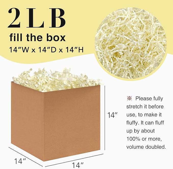 2LB Crinkle Paper Shred Filler for Gift Box Bag and Basket On Holidays(Beige)