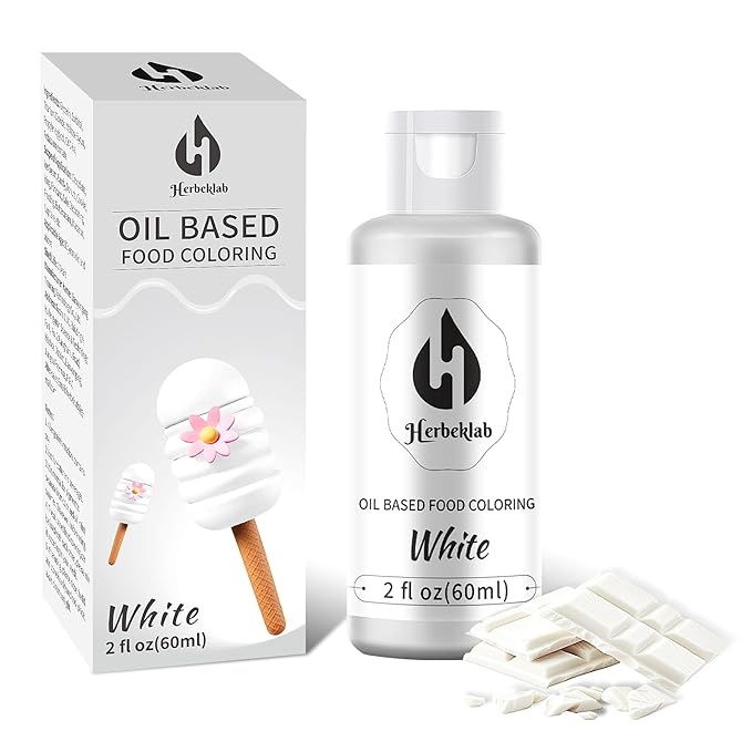 White Oil Based Food Coloring – 2 fl oz Professional Grade Concentrated Oil Food Dye for Melting Chocolate, Candy Melts, Cake Pops, Strawberries & Baking