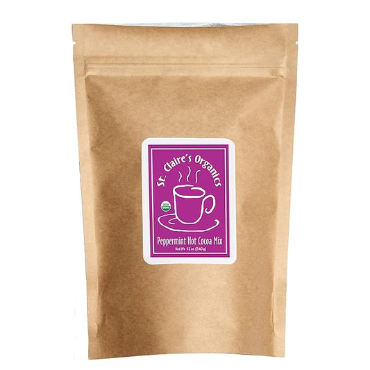 St. Claire's Organic Gourmet Hot Cocoa, (Peppermint, 12 Ounce. Bag, 20 servings) | Allergen-Free, Vegan, GMO-Free, Gluten-Free | Made in our Allergen-Free facility