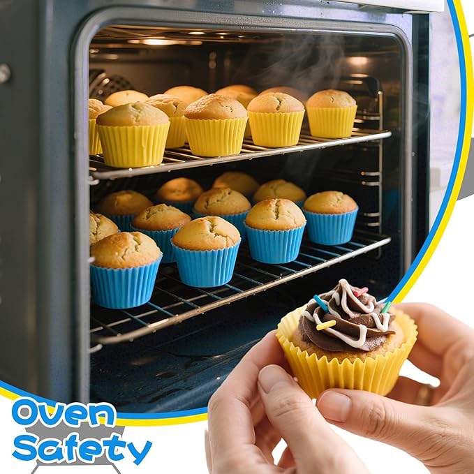 200PCS Blue and Yellow Cupcake Liners Muffin Baking Cups Wrappers for Yellow and Blue Birthday Party Supplies Disposable Pastel Cupcake Papers for Sports Theme Soccer Birthday Party Decorations