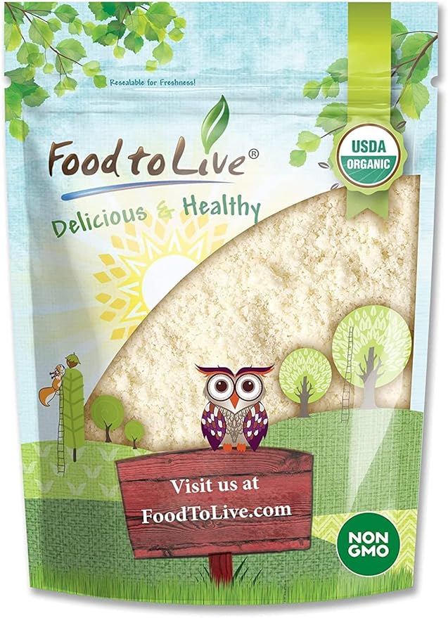 Food to Live Organic Almond Flour, 2 Pounds – Extra Fine Blanched Prime Meal, Non-GMO, Low Carb, Culinary Grade, Kosher, Keto, Paleo and Vegan Super Powder, Bulk