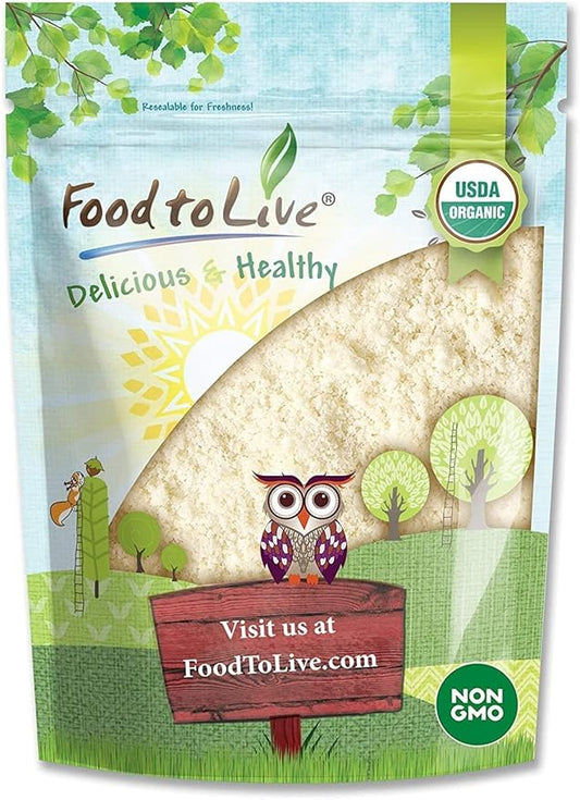 Food to Live Organic Almond Flour, 1 Pound — Extra Fine Blanched Prime Meal, Non-GMO, Low Carb, Culinary Grade, Kosher, Keto, Paleo and Vegan Super Powder, Bulk