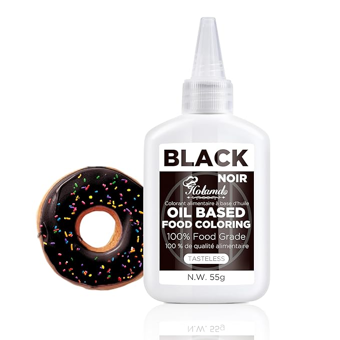 Oil Based Food Coloring Set, Black Oil Based Food Coloring for Chocolate, Food Grade Food Color Dye for Candy Melts, Baking, Icing, Frosting and Cake Decorating, Flavorless Vibrant - 55g/Bottle