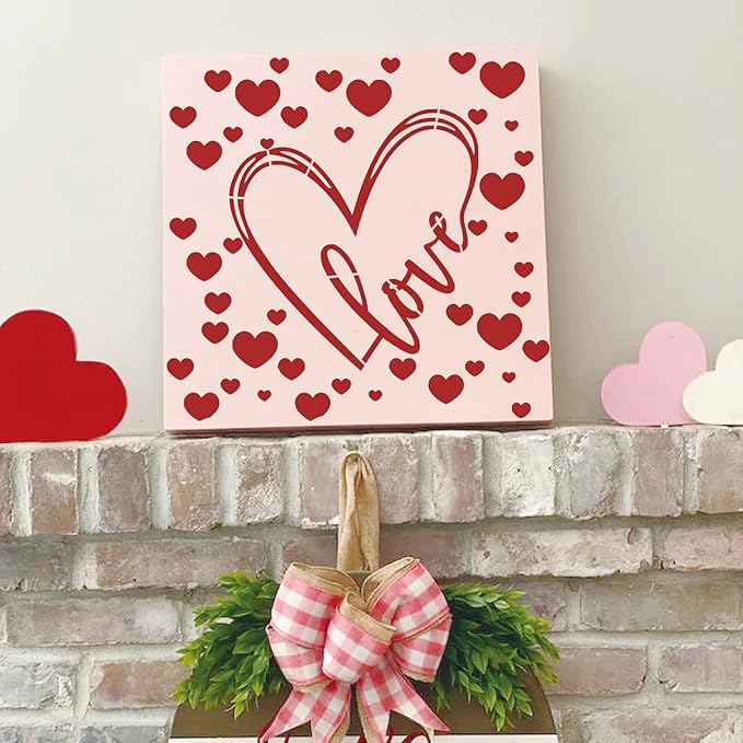 16 Pieces Heart Stencils for Crafts Reusable Mixed Media Geometric Stencils for Painting on Canvas Scrapbook Paper Fabric Pillows Card Making (16 Heart)