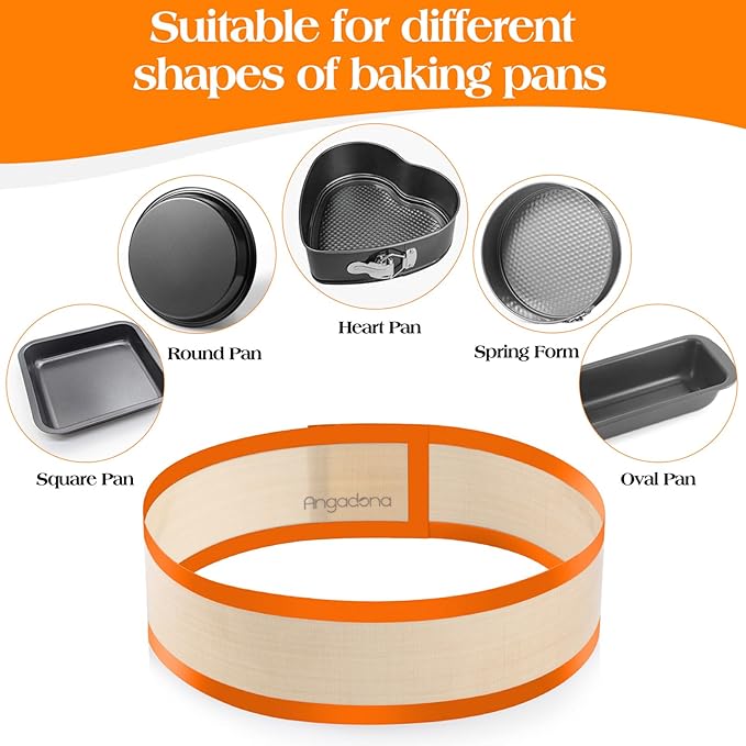 Silicone Baking Mat for Springform Pan 9 inch, Prevent cake from Sticking to Bottom and Side,Easy Clean & Non Sick Silicone Baking mat for Cheesecake Pan （Orange）