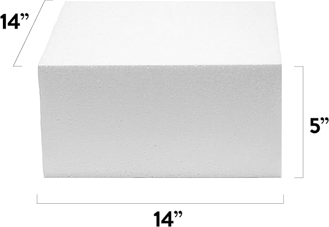 Global Sugar Art Cake Dummy Square, 14 x 14 x 5 Inches