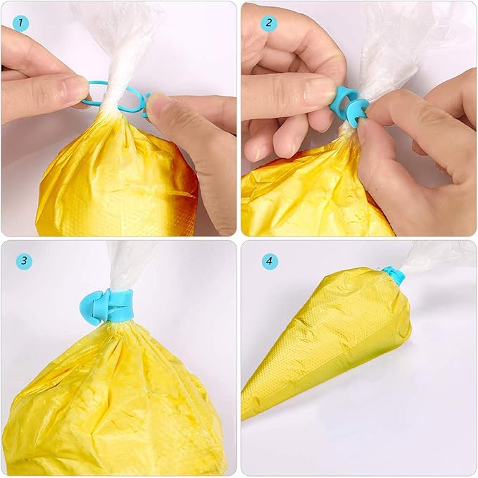 30 Pcs Pastry Bag Ties,Silicone Piping Bag Ties, Reusable Icing Bag Ties Cake Decorating Bag and Pastry Sipplies Clips - Suitable for Cupcakes Cookies and Pastry Seal (5 Color)