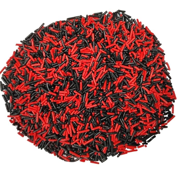 Homankit Red and Black Jimmies Sprinkles Edible Sprinkle Candy Soft Jimmies Toppings for Ice Cream, Cupcake, Cake, Cookie, Dessert Decorating 2.75 Ounces
