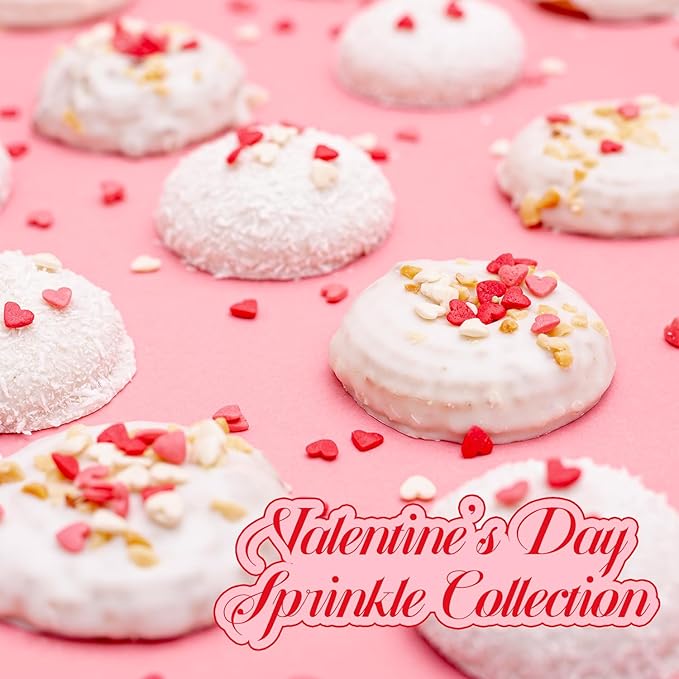 Red Hearts Valentine Sprinkles for Cake Decorating Edible Sugar Sprinkles for Cookies Chocolate Ice Cream Cupcake Topper, 3.5 ounce Red Sprinkles Perfect for Christmas Wedding
