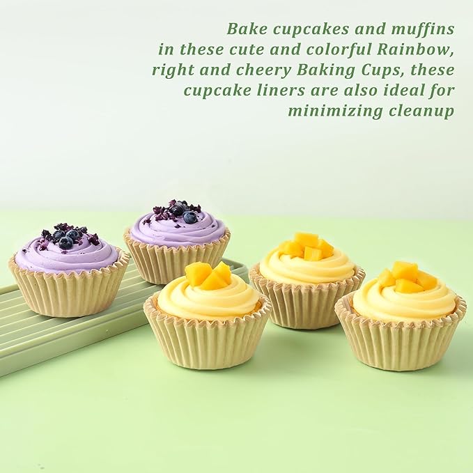 1000 Count White Paper Cupcake Liners, Standard Size 2 Inch, Unbleached Baking Cups for Muffins and Cupcakes (Brown, 2 Inch)