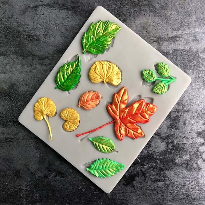 Leaf Silicone Mold Rose Flower Fondant Molds DIY Cake Decorating Tools Sugarcraft Candy Resin Clay Chocolate Gumpaste Moulds (6.08 x 5.28 x 0.24 inches)
