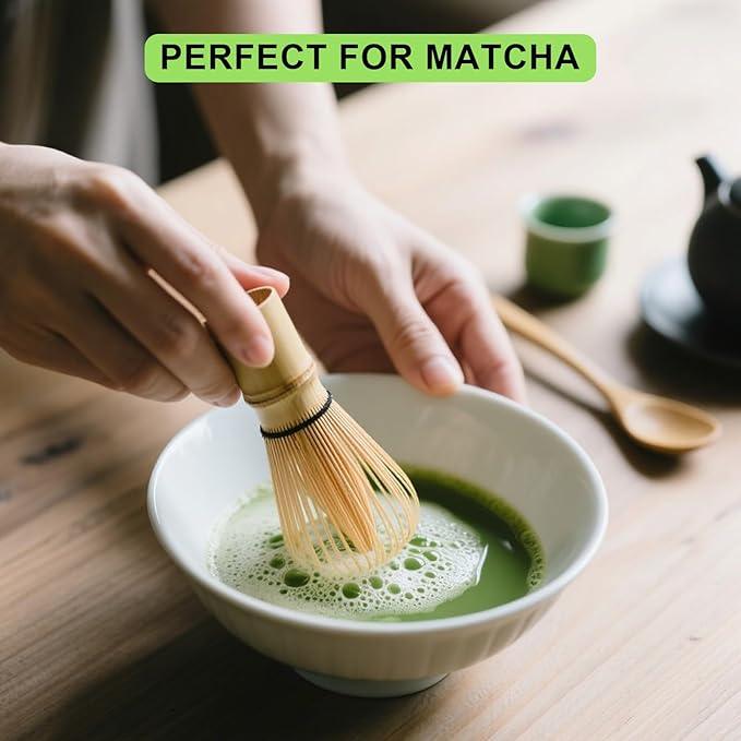 Matcha Whisk, 2-Pack Handmade Matcha Set Accessory Traditional Japanese Chasen, 100-Prong Bamboo Matcha Stirrer Wisk Mixer Brush for Making Ceremonial Macha Tea