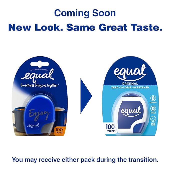 EQUAL 0 Calorie Sweetener Tablets, Aspartame and Acesulfame-K Sweetener, Sugar Substitute, Zero Calorie Sugar Substitute Tablets, Erythritol Free, 100 Ct (Pack of 6)