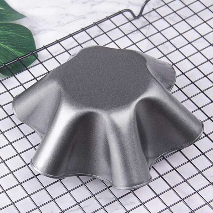 Tortilla Pan Set - 6 Pack Carbon Steel Non-Stick Taco Salad Bowl Tortilla Shell Maker Black Baking Pans with a Silicone Potholder and a Basting Brush (Small)