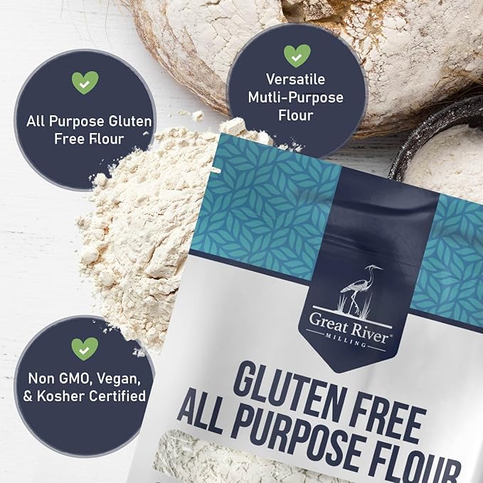 Great River Milling Gluten Free All Purpose Flour | Made from All Purpose Gluten Free Baking Alternative Ingredients | Non-GMO, Glyphosate Free, Kosher, Vegan Certified | 5 Lb