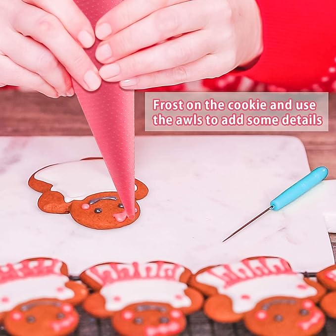 Patelai 122 Pcs Piping Bag Set with Disposable Tipless Piping Pastry Bags Ties Clips Awls Tool for Cakes Icing Scribe Cookie Decorating Supplies Christmas Halloween Decor(14 Inch,Blue)